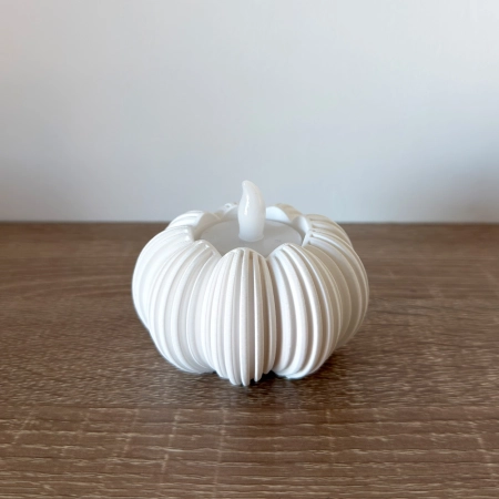 Ryflowana Dynia Świecznik Ozdoba Jesienna Do Domu LED Tealight